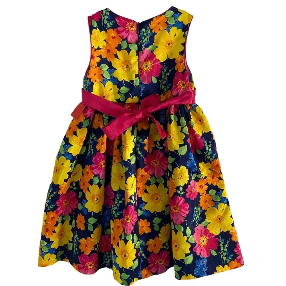American Princess Dress Little Girl Size 4 Floral Spring Pink Flowers Easter